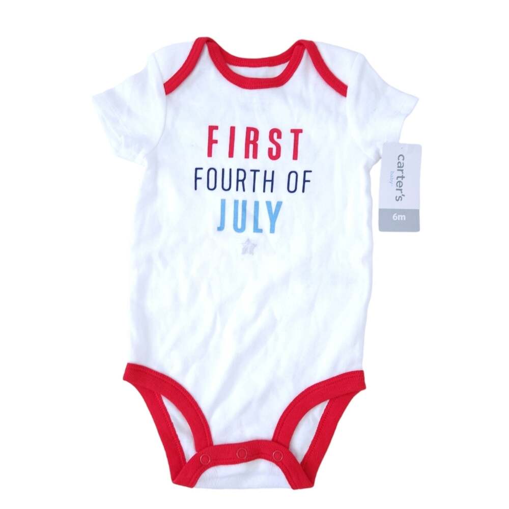 NEW Carters First Fourth of July Baby Bodysuit 6 Months Patriotic Red White Blue